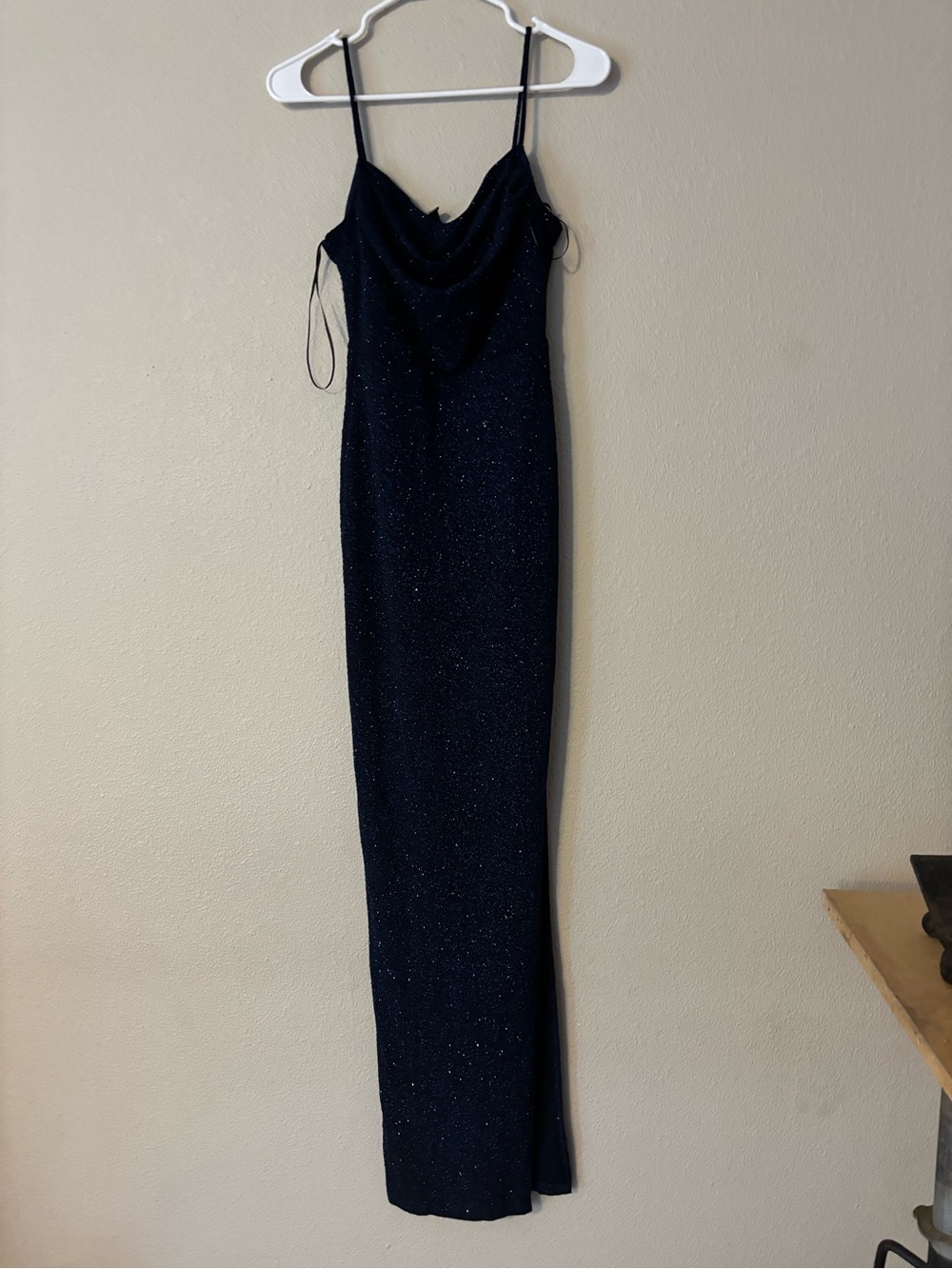 Windsor Navy Sparkle Cowl Neck Maxi Dress